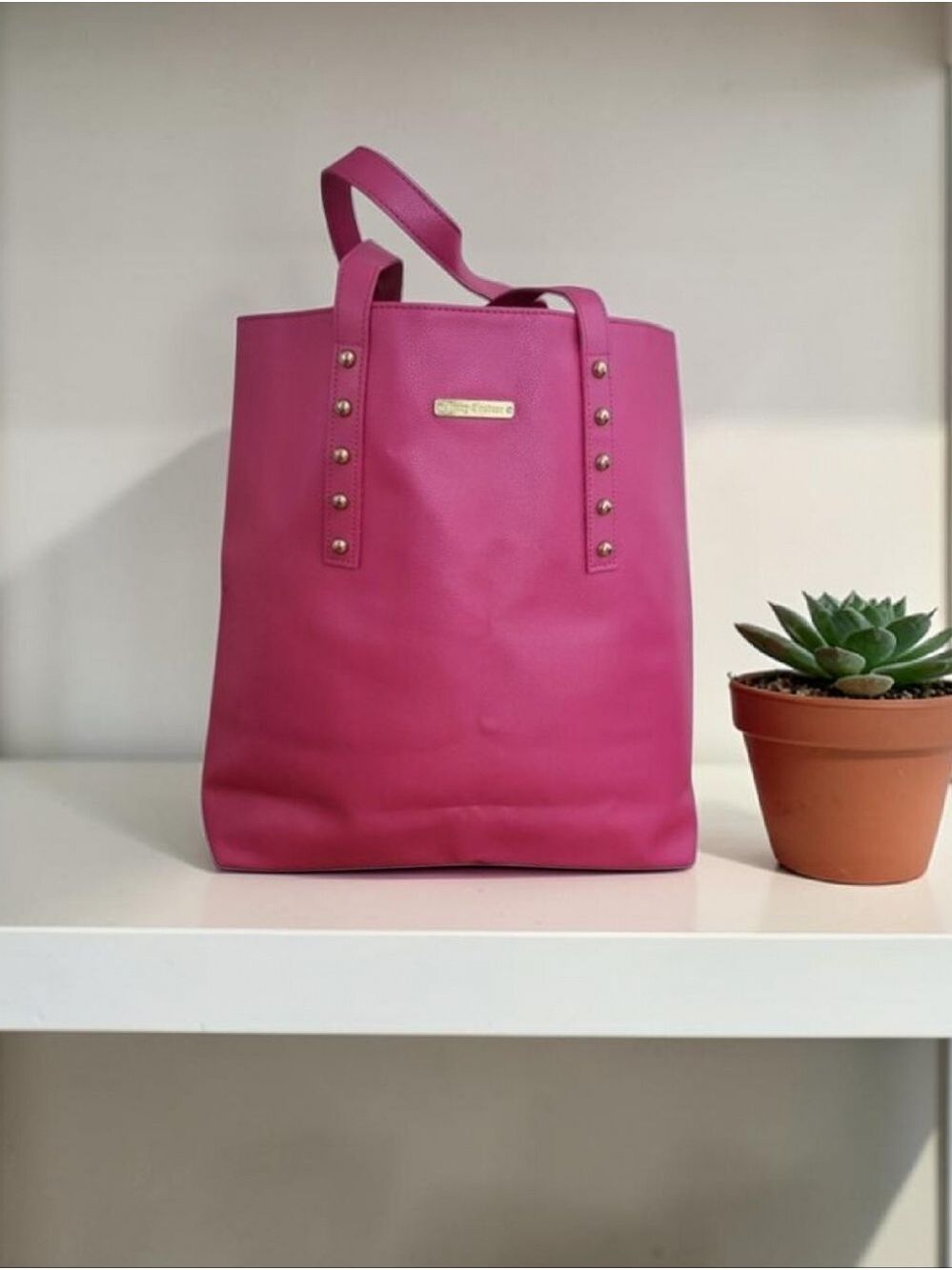 Juicy Couture Hot Pink Vinyl Studded Tote Bag